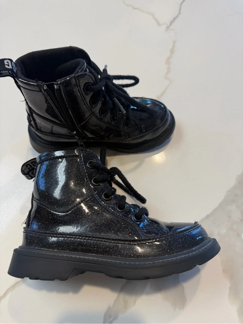 UGG Robley girls lace up Boots size 11 sparkle zip black EUC